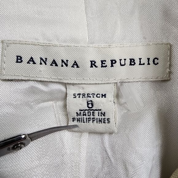 Banana Republic Blazer Womens 6 Beige Linen Stretch Blend Casual Y2K Career Coat - Picture 2 of 16